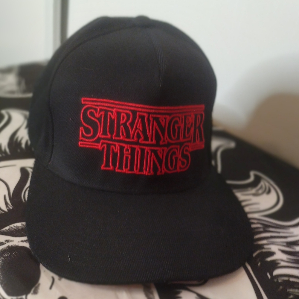 Stranger Things Rare Black Snapback Hat With Pict… - image 1